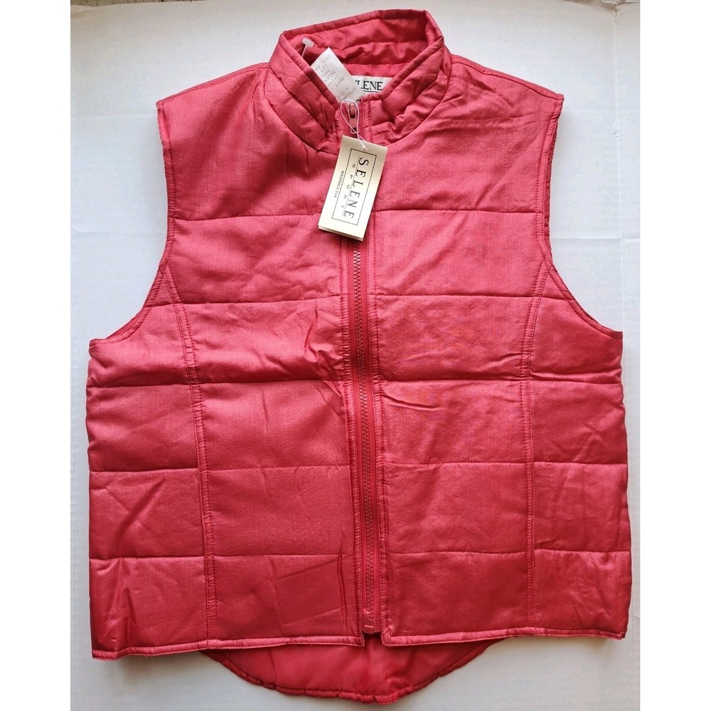 VINTAGE Red NWT  Puffer Vest Womens‎  selene sport silk sz small (A5.4)